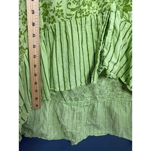 Zury Dress Women's One Size Flowy 100% Cotton Floral Green Art to Wear Oversized - Picture 8 of 8